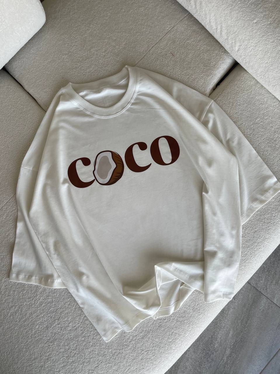 تیشرت زنانه طرح دار قواره باکسی طرح coco