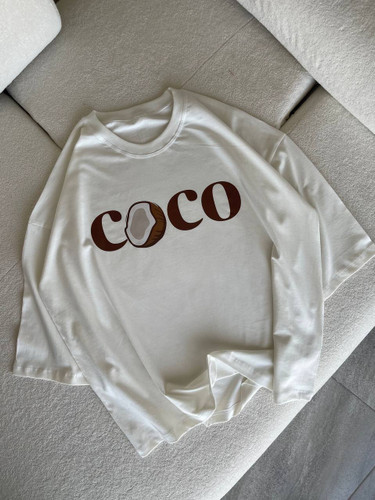 تیشرت زنانه طرح دار قواره باکسی طرح coco